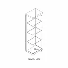 Witryna ścienna ze szkła i białego drewna, kół i podświetlanych półek - Armilla Viadurini