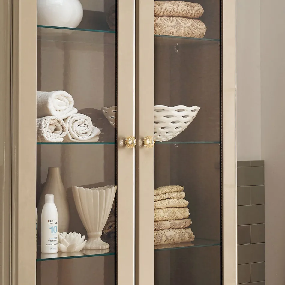 Witryna kompletna z dwojgiem drzwi i trzema szklanymi półkami Made in Italy - Candy Viadurini