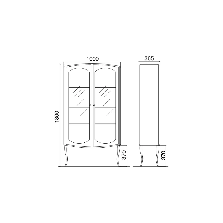 Witryna kompletna z dwojgiem drzwi i trzema szklanymi półkami Made in Italy - Candy Viadurini