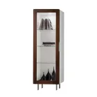 Witryna do salonu z 1 drzwiami w kolorze białym i wykończeniem Canaletto Made in Italy - Gerd Viadurini