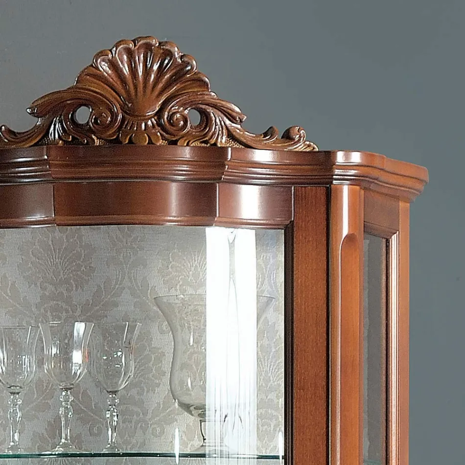 Witryna do salonu 1 drzwi i 2 drewniane szuflady Made in Italy - Leonor Viadurini