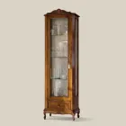 Klasyczna witryna do salonu z drewna orzechowego 1 drzwi Made in Italy - Ronald Viadurini