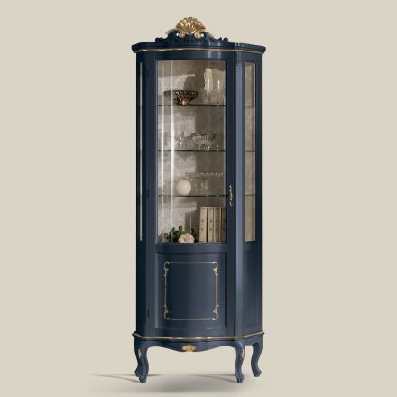 Drewniana witryna do salonu z 1 luksusowymi drzwiami Made in Italy - Leonor Viadurini