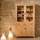 Szafka do salonu Sanda z litego drewna tekowego z 4 drzwiami i 3 szufladami Viadurini