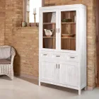 Szafka do salonu Sanda z litego drewna tekowego z 4 drzwiami i 3 szufladami Viadurini