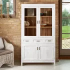 Szafka do salonu Sanda z litego drewna tekowego z 4 drzwiami i 3 szufladami Viadurini