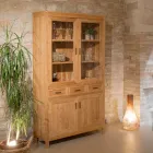 Szafka do salonu Sanda z litego drewna tekowego z 4 drzwiami i 3 szufladami Viadurini