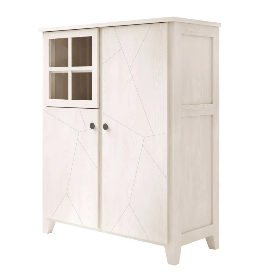 Witryna do salonu z litego drewna jodłowego Made in Italy - Pascual Viadurini