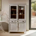 Solidna gablota z drewna tekowego z 4 drzwiami i 3 szufladami - Aikido Viadurini