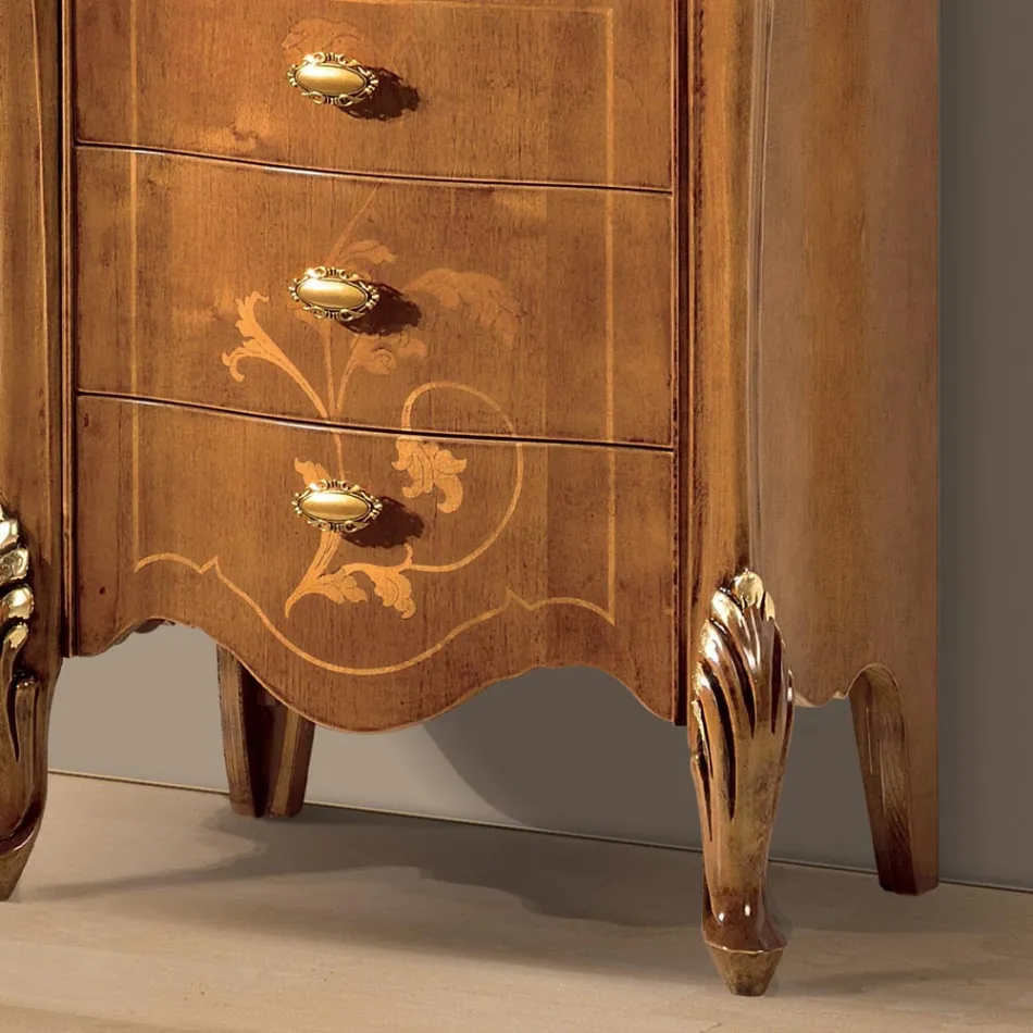 Prezentacja salonu z 1 szklanymi drzwiami i 3 szufladami Made in Italy - Londyn Viadurini