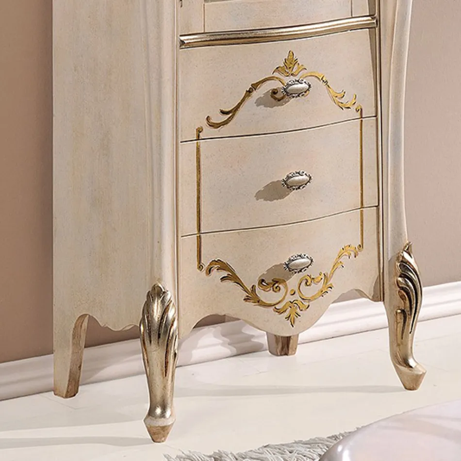 Prezentacja salonu z 1 szklanymi drzwiami i 3 szufladami Made in Italy - Londyn Viadurini