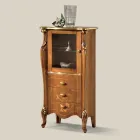 Prezentacja salonu z 1 szklanymi drzwiami i 3 szufladami Made in Italy - Londyn Viadurini