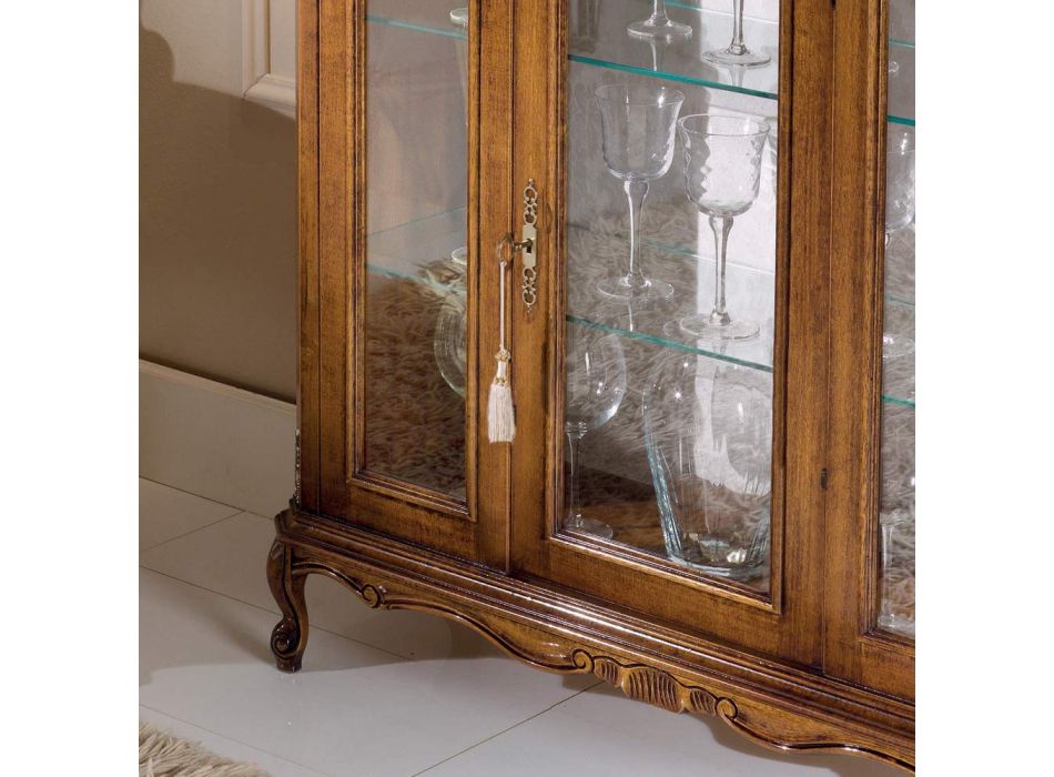 Witryna do salonu z drewna z drzwiami i 3 szufladami Made in Italy - Richard Viadurini