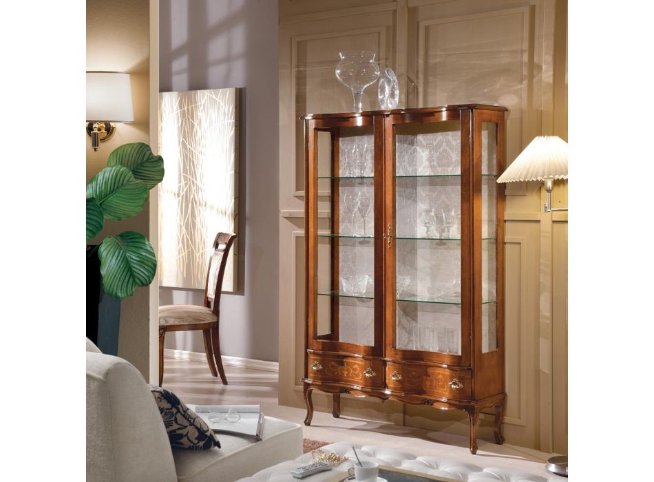 Drewniana gablota w stylu klasycznym z drzwiami i szufladami Made in Italy - Versaille Viadurini