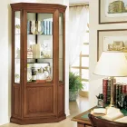 Narożna witryna z 1 drzwiami i 2 szklanymi półkami Made in Italy - Denka Viadurini