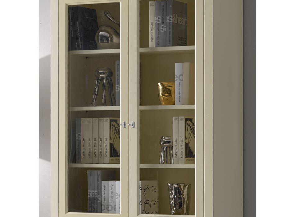 Witryna z 2 drewnianymi drzwiami i 2 szklanymi drzwiami Wyprodukowano we Włoszech - Fenrir Viadurini