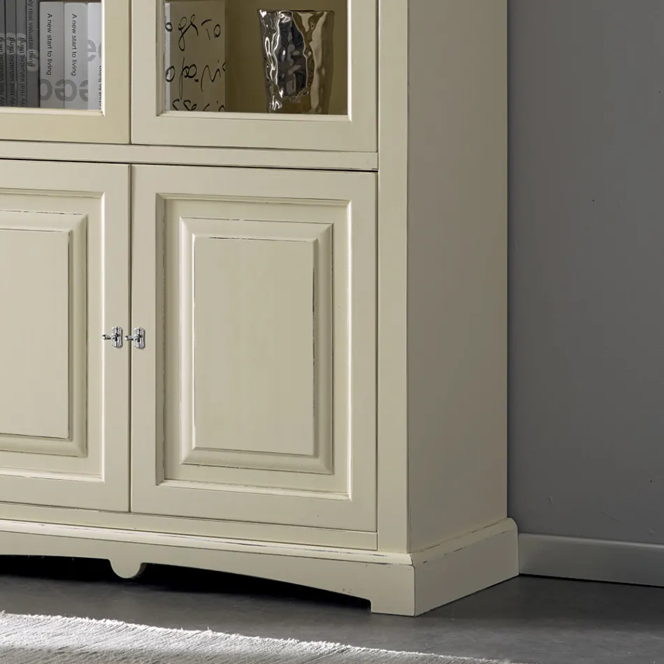 Witryna z 2 drewnianymi drzwiami i 2 szklanymi drzwiami Wyprodukowano we Włoszech - Fenrir Viadurini