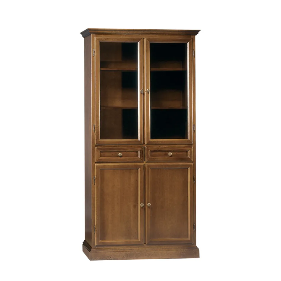 Witryna z 2 szufladami, 2 drewnianymi drzwiami i 2 szklanymi drzwiami Made in Italy - Camene Viadurini