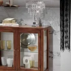 Witryna ze szklanymi półkami i tapicerowanym oparciem Made in Italy - Assur Viadurini