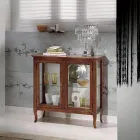 Witryna ze szklanymi półkami i tapicerowanym oparciem Made in Italy - Assur Viadurini