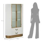 Drewniana witryna z blatem i zaokrąglonymi wkładami z 2 drzwiami i 2 szufladami - Rachel Viadurini