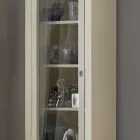 Drewniana witryna z patynowanym wykończeniem w kolorze kości słoniowej. Wyprodukowano we Włoszech - Fosta Viadurini