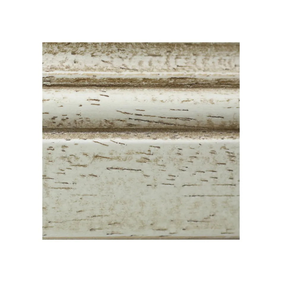 Drewniana witryna z patynowanym wykończeniem w kolorze kości słoniowej. Wyprodukowano we Włoszech - Fosta Viadurini