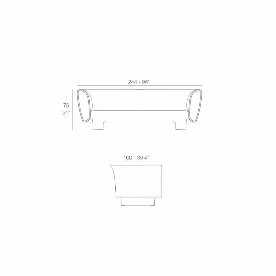 Nowoczesna, czarna, lakierowana sofa ogrodowa Vondom Bum Bum Viadurini
