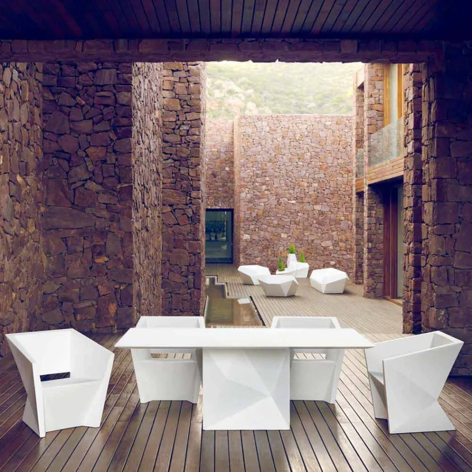 Stół ogrodowy lakierowany biały Vondom Faz L200xP100cm wzoru Viadurini