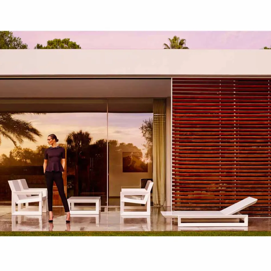 Łóżko ogrodowe Vondom Frame z białego polietylenu Viadurini