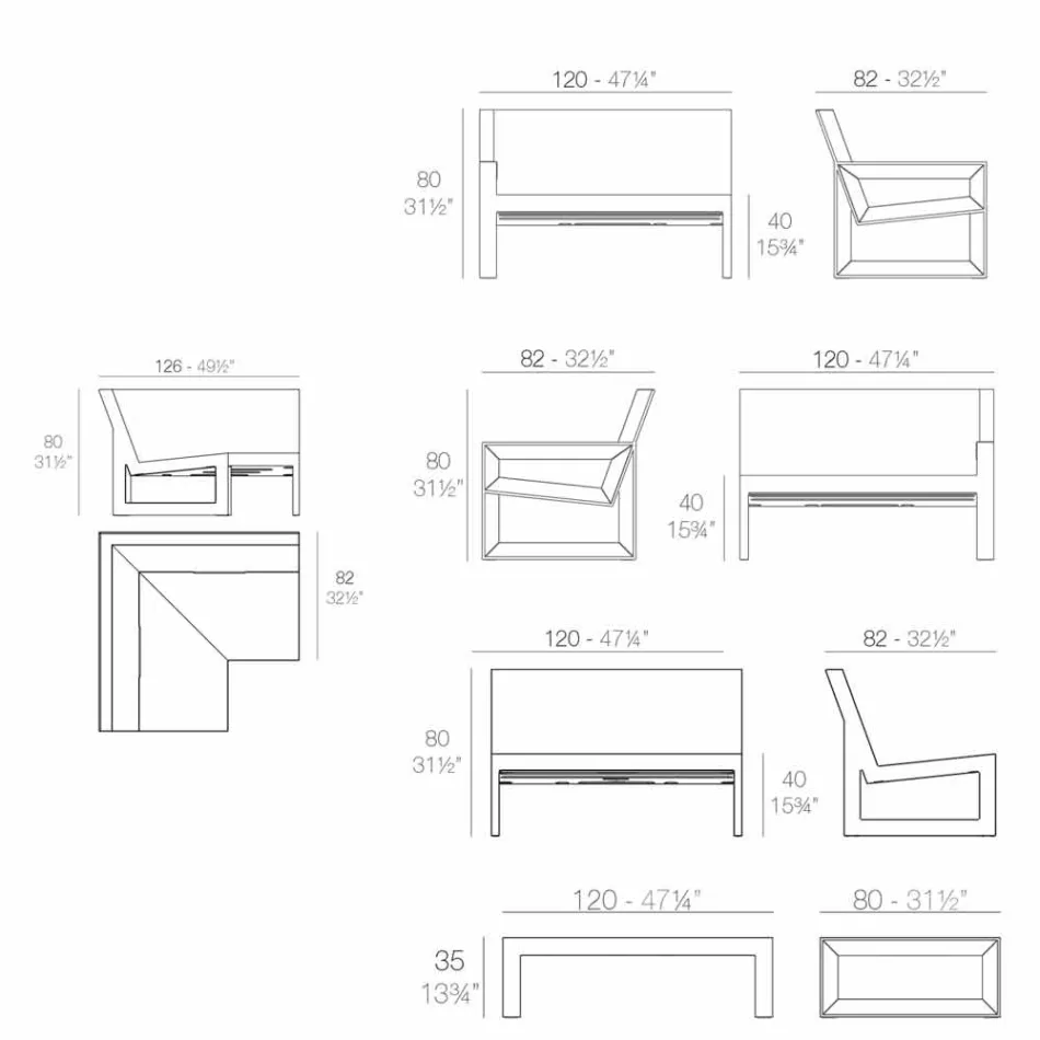 Salon ogrodowy Vondom Frame o nowoczesnym wystroju Viadurini
