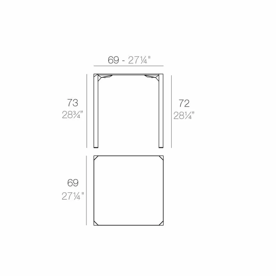 Kwadratowy stół ogrodowy Vondom Quartz o nowoczesnym designie Viadurini