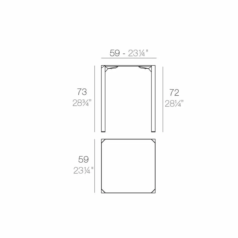 Kwadratowy stół ogrodowy Vondom Quartz o nowoczesnym designie Viadurini