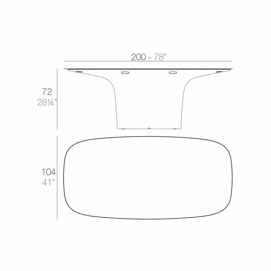 Stół zewnętrzny Vondom Ufo biały design L200xP100 cm Viadurini