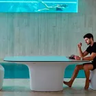 Stół zewnętrzny Vondom Ufo biały design L200xP100 cm Viadurini
