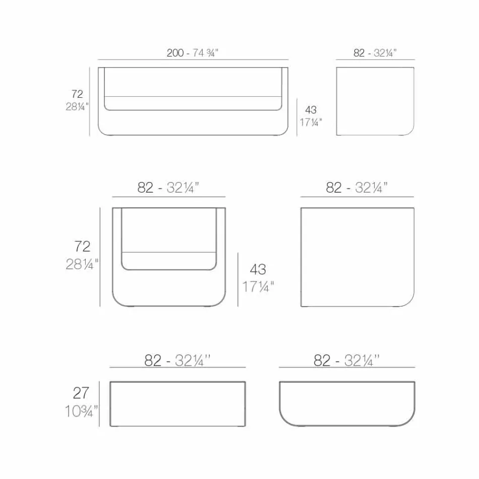 Salon zewnętrzny Vondom Ulm o nowoczesnym białym wzornictwie Viadurini